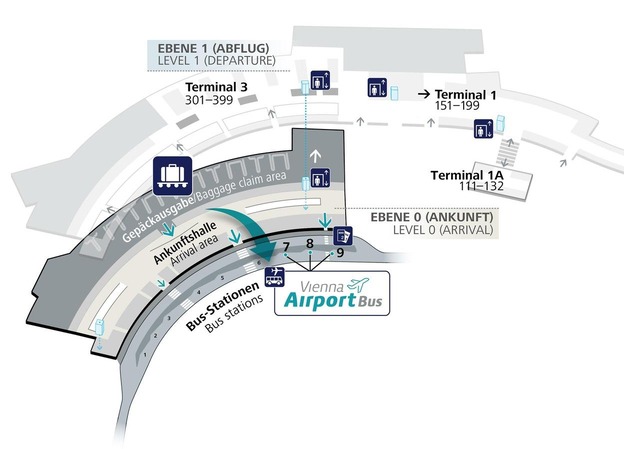 Stationsplan vom Flughafen Wien