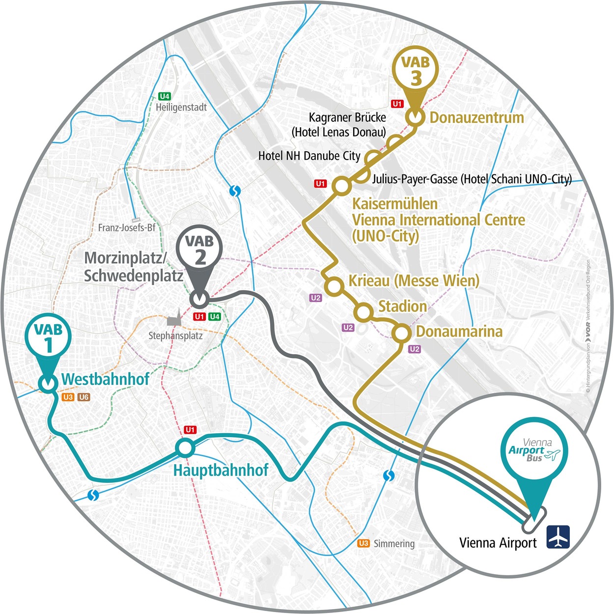 © Verkehrsverbund Ost-Region Liniengrafik der Vienna Airport Lines