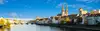 Stadtpanorama von Regensburg mit Dom mit Brücke
