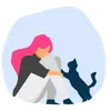 Illustration: Frau mit Katze