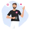 Illustration: Mann mit Kaffeebecher in der Hand