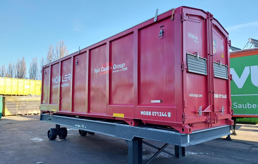 Mobiler-Behälter der Rail Cargo Group für kombinierte Logistik.