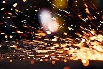 Sparks flying during metalworking