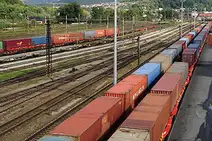 Terminal Košice with container trains on multiple tracks