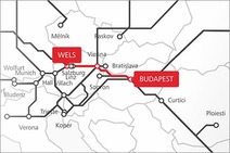 TransNET map – Wels–Budapest connection