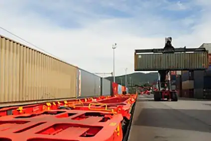 Containerumschlag im Terminal Ružomberok.