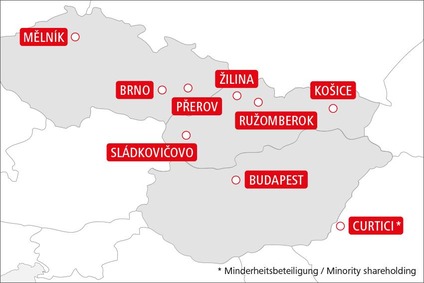 Map of Rail Cargo Group terminals in Central and Eastern Europe