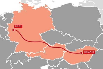 TransFER Budapest–Neuss Karte