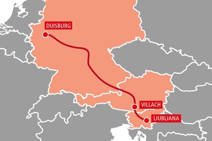 TransFER Duisburg–Villach–Ljubljana Karte