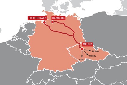 TransFER Melnik–Hamburg/Bremerhaven Karte