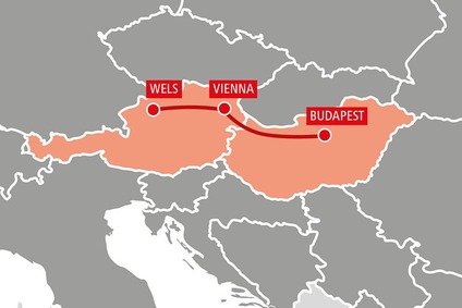 TransFER Wels–Vienna–Budapest Karte