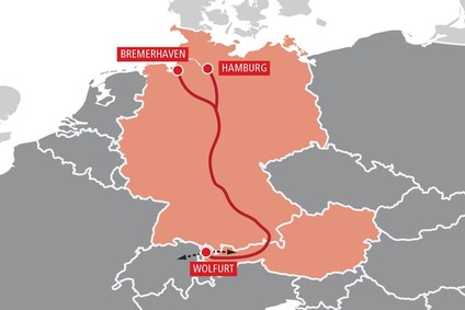 TransFER Wolfurt–Hamburg/Bremerhaven Karte