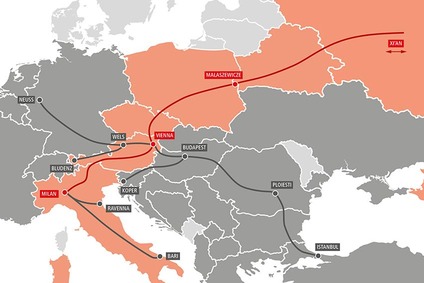 TransFER Xian–Vienna–Milano Karte