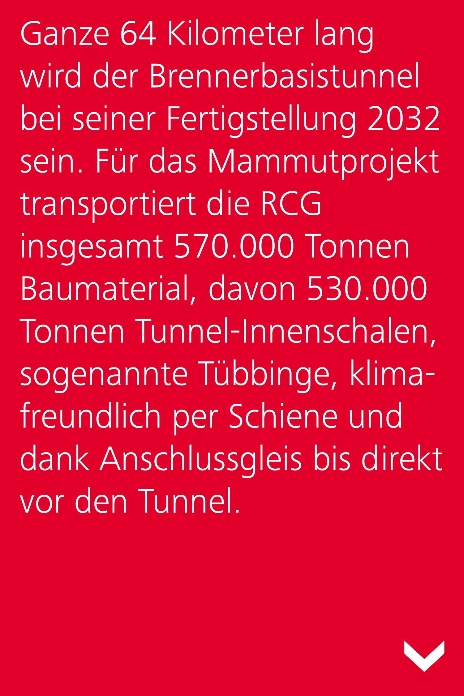 Infos zum Brennerbasistunnel und RCG Transport von 570.000 Tonnen Baumaterial