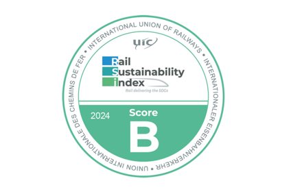 Rail Sustainability Index der UIC 2024 mit Bewertung B
