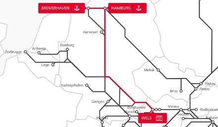 TransFER Wels–Hamburg/Bremerhaven Karte