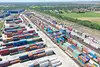 BILK Terminal Budapest with stacked containers and cranes seen from above.