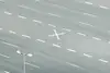 Marked roadway with lanes symbolising road transport