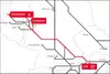 Netzwerkkarte mit markierter TransFER-Route Linz–Duisburg–Rotterdam
