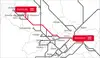 Karte der Rail Cargo Group TransFER-Verbindung zwischen Budapest und Duisburg