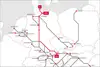 Streckenkarte des TransFER Wels–Lübeck–Kiel mit Hervorhebung der Bahnverbindung zwischen Österreich und Norddeutschland