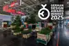 Rail Cargo Group Stand „Freight Forest“ mit Begrünung und Hinweis auf German Design Award Winner 2025