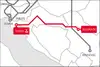 Netzwerkkarte mit markierter TransFER-Route zwischen Belgrad und dem Hafen Rijeka