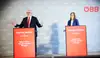 ÖBB-CEO Andreas Matthä und CFO Manuela Waldner bei der Präsentation der ÖBB-Bilanz 2024