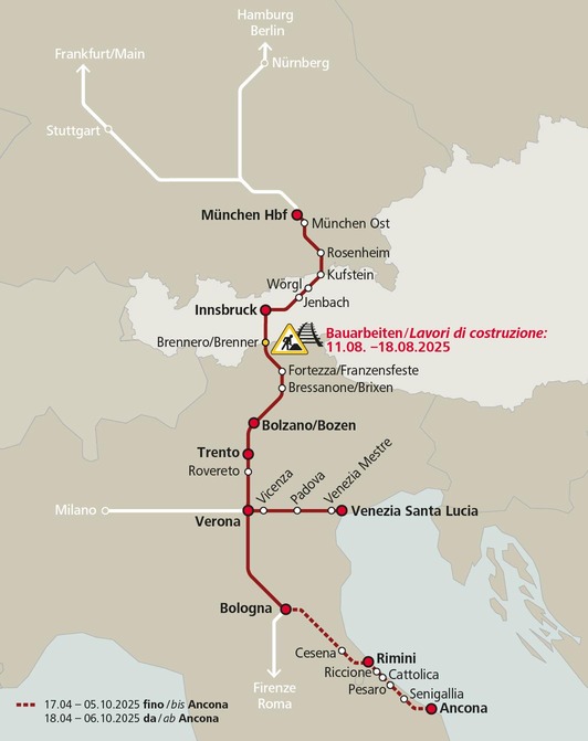 Verbindungen mit dem Eurocity © ÖBB