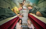 Reisgroep in een couchette-auto