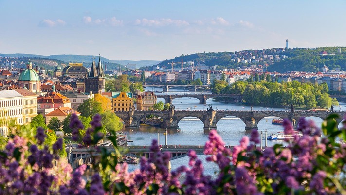 Prague Vltava city view 