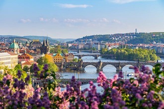 Prague Vltava city view 