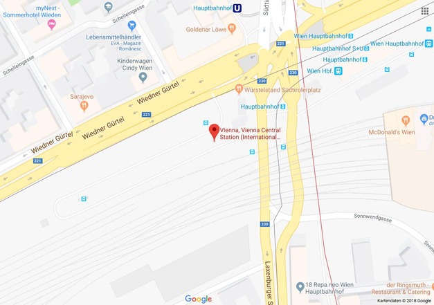 Übersichtskarte Busterminal Wien © Google