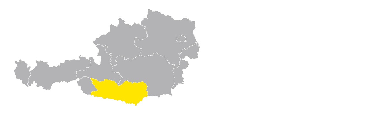 Österreichkarte mit Kärnten hervorgehoben