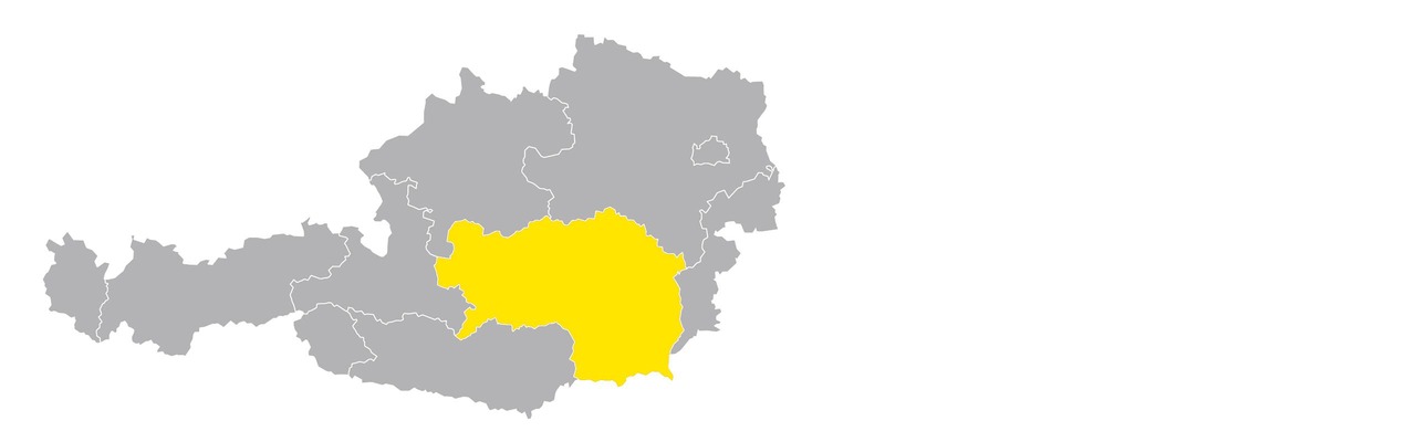 Österreichkarte mit Steiermark hervorgehoben