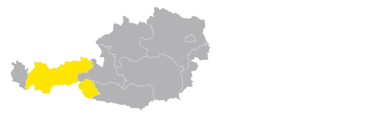 Österreichkarte mit Tirol hervorgehoben