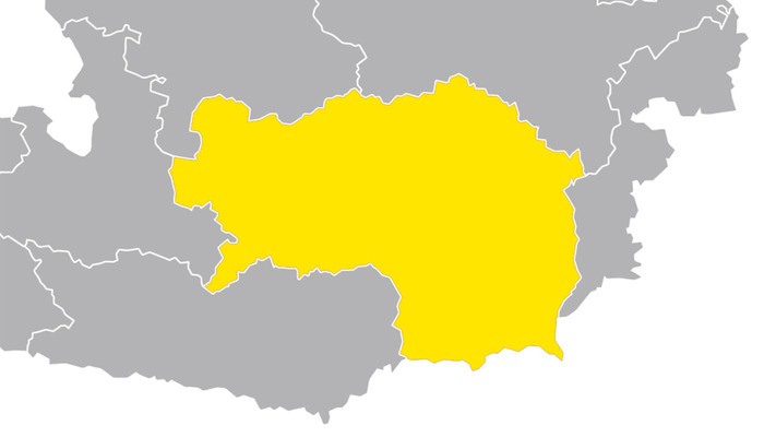 Österreichkarte mit Steiermark hervorgehoben