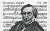 Stamp printed in italy, shows Gioachino Atonio Rossini