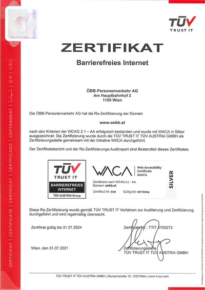 WACA Zertifikat oebb.at