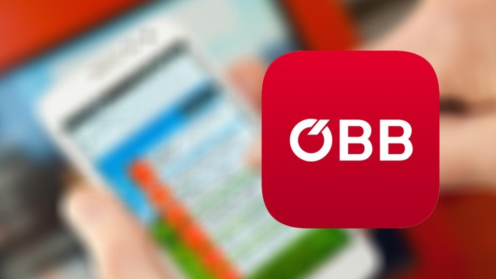 ÖBB App Icon mit Smartphone im Hintergrund