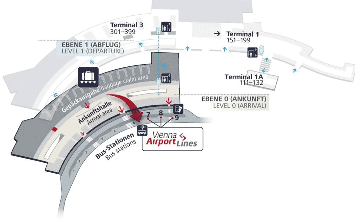 Flughafen Wien Stationsübersicht © Flughafen Wien AG Stationsplan vom Flughafen Wien